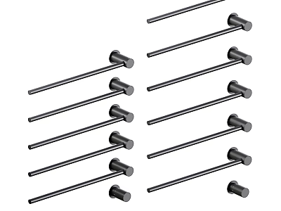Black Metal Rod and Connector Components for Bathroom Cabinet Rack Assembly Set 3d model