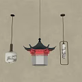 Stylish Pendant Lights With Traditional Chinese Roof And Modern Metal Frame Designs