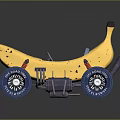Yellow Banana Shaped Toy Car With Blue Wheels CHILL RIDE Tires And Exhaust Pipe