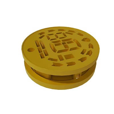 Yellow Double Layered Circular Decorative Object With Intricate Hollow Patterns 3d model