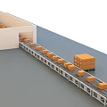 Industrial Conveyor System Transporting Orange Boxes Efficiently In Warehouse Facility 3d model