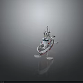 Military Patrol Boat With Radar Antenna Missile System Gray Red Hull On Display Stand