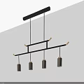 Modern Pendant Chandelier With Black Rectangular Frame And Four Cylindrical Lights 3d model