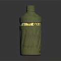 Stylish Green Household Bottle With Ribbed Body Decorative Band And Screw Cap