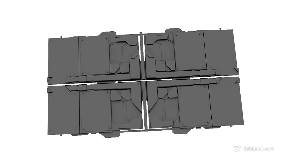 Gray Industrial Modular Mechanical Components With Symmetrical Assembled Design Structure 3d model 