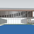 Greenland Modern Storefront Design With Glass Facade Illuminated Logo Water Feature And Lawn