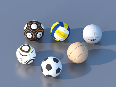 Assorted Sports Balls With Different Colors And Patterns for Household Use 3d model