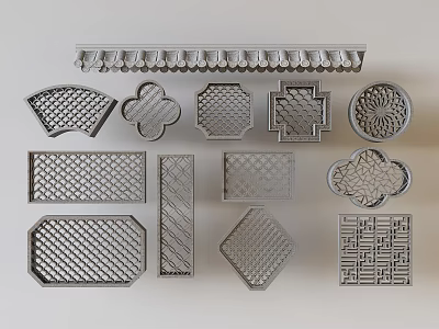 Decorative Lattice Windows Various Traditional Designs With Different Shapes And Patterns 3d model