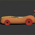 Adorable Pig Themed Toy Vehicle Resembling Hot Dog With Red Wheels And Pink Accents