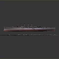Detailed Military Ship Model With Brown Hull On Textured Display Base