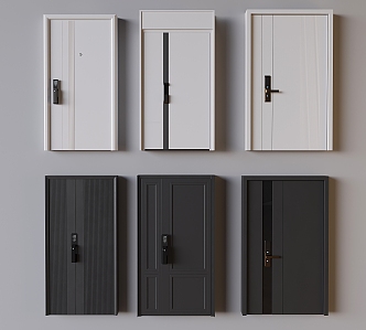 Solid wood door security door double door double door double door intelligent electronic door lock swing door 3d model