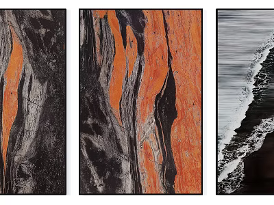 Abstract Wall Art With Orange Black And White Wave Textures For Home Decor 3d model