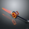 Futuristic Weapon Featuring Red Laser Beams Circular Core Multiple Red Buttons And Black Handle 3d model