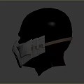 Tactical Weapon Mask With Gray Design On Black Head Model For Combat Gear