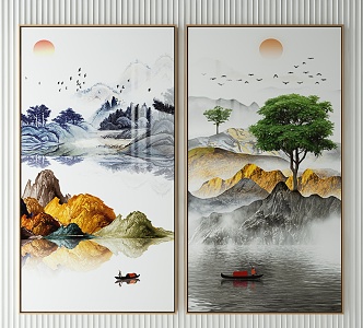 New Chinese Landscape Painting Decorative Painting 3d model