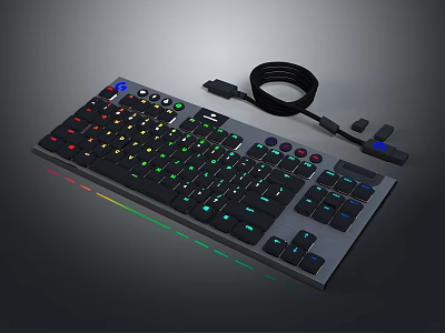 Mechanical Keyboard With RGB Backlight Aluminum Frame Wired Connection And Customizable Keys 3d model