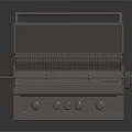 Outdoor Grill With Dark Brown Finish Open Lid And Knob Controls Grill Grates 3d model