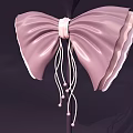 Delicate Decorative Ornament Set With Pink Bowknot Design Black Stand And Tassel Details