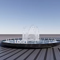 Round Outdoor Fountain Design With Striped Floor And Water Sprays