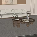 Middle ancient style mother and child coffee table combination 3d model
