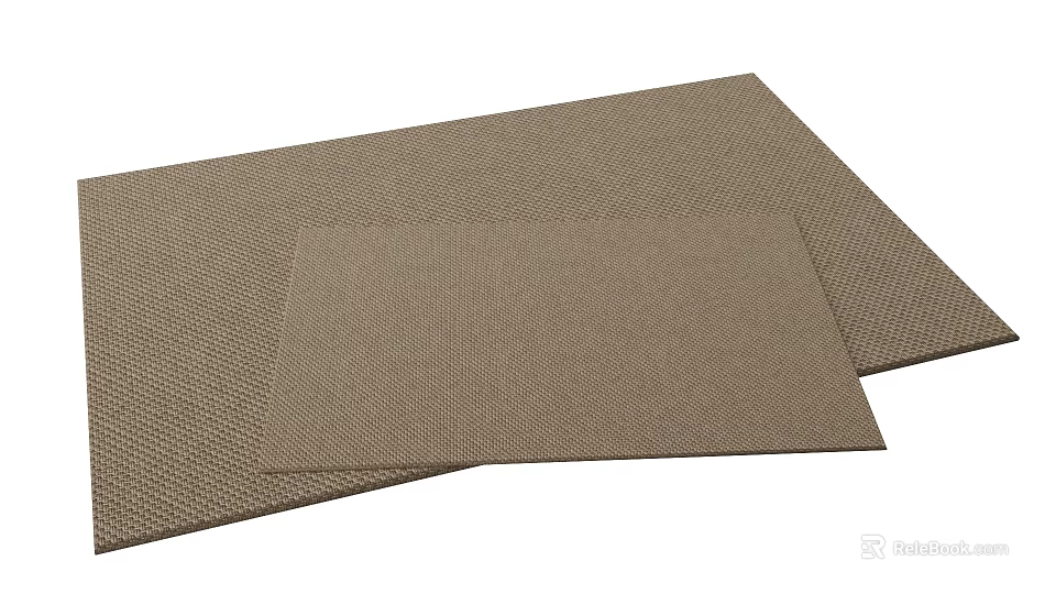 Brown Textured Stylish Carpet Two Rectangular Pieces for Home Interior 3d model 