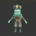 Cartoon Clown Character With Striped Hat White Beard Colorful Diamond Pattern Outfit And Pink Shoes