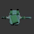 Turquoise Mechanical Robot Character With Red Head Light And Raised Arm