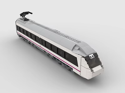 Building Blocks High Speed Train Model With White Gray Design And Detailed Windows 3d model