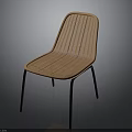 Stylish Orange Woven Chair With Black Metal Legs And Comfortable Seat