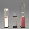 Modern Decorative Floor Lamps With Golden Frame Transparent Glass And Red Black Bases