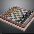 Classic Chessboard Setup With Black And White Squares And Detailed Chess Pieces