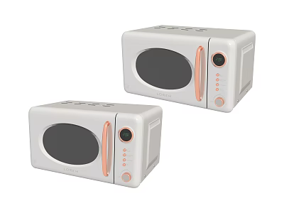 Two Modern White Microwave Ovens With Pink Accents For Kitchen Appliance Use 3d model