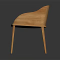 Sleek Modern Wooden Leisure Chair With Curved Backrest And Slim Legs Design