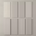 White Wall Panels With Various Vertical Striped Patterns Arranged In 3d model