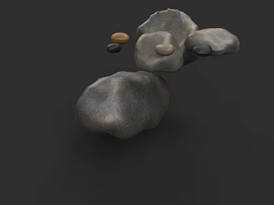 Natural Stone Stacked 3D Model With Various Sizes And Different Colors On Black Background 3d model