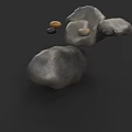 Natural Stone Stacked 3D Model With Various Sizes And Different Colors On Black Background
