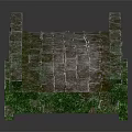 Ancient Stone Arch Bridge Component Covered With Green Moss And Weathered Texture 3d model