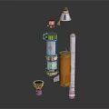 Space Exploration Rocket Components With Booster Core Stage And Command Module 3d model
