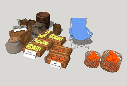 Modern stall fruit stand 3d model