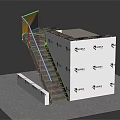 Architectural Model Staircase With Platform Railing And White TIBA Logo Structure 3d model