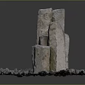Wooden And Stone Decorative Columns With Various Heights On Gravel Base Structure