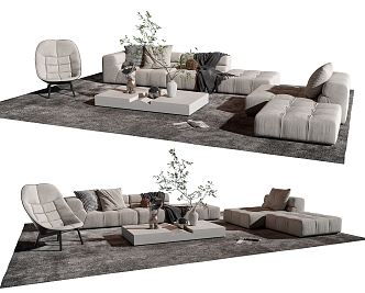 Modern sofa coffee table combination 3d model