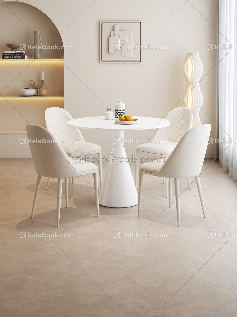 Cream wind dining table combination restaurant ornaments 3d model