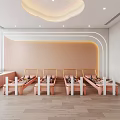 Modern Bright Fitness Studio With Pink Interior And Pilates Reformers