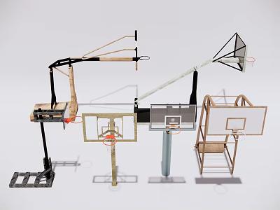 Various Types Of Basketball Hoops Sports Equipment With Different Designs For Games 3d model