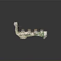 Ancient Stone Ruins Model with Historical Structure and Green Base