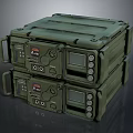 Military Weapon System Equipment With Green Rugged Case Stacked Display Panels And Tactical Interfaces
