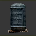Teal Glazed Ceramic Vase With Honeycomb Pattern On Copper Textured Mat