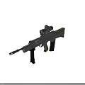 Tactical Rifle with Mounted Scope Black and Tan Components Barrel Magazine and Grip Design