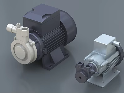 Industrial Equipment Two Different Electric Motors And Pumps With Metal Construction 3d model